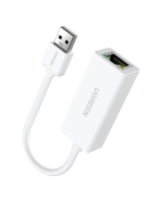 ADAPTOR RETEA Ugreen, „CR110” USB 2.0 to RJ-45 10/100 Mbps Adapter, LED, alb „20253” (include TV 0.18lei) – 6957303822539