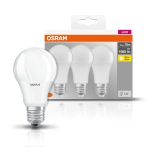 Set 3 BEC LED Osram, soclu E27, putere 10 W, forma clasic, lumina alb calda, alimentare 220 – 240 V, „000004058075819436” (include TV 1.8lei)