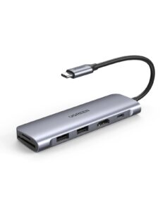 DOCKING Station Ugreen, „CM195” conectare PC USB Type-C, USB 3.0 x 2|HDMI x 1/4K/30Hz|Card reader x 1|USB Type C x 1 PD 100W, aluminiu, gri „70411” (include TV 0.8lei) – 6957303874118