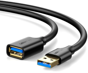 CABLU USB Ugreen prelungitor, „US129” USB 3.0 (T) la USB 3.0 (M), conectori auriti, 2m, negru, „10373” (include TV 0.18lei) – 6957303813735