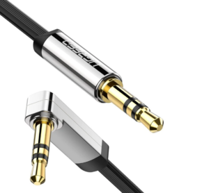 CABLU audio Ugreen, „AV119” stereo 3.5 mm jack (T) la 3.5 mm jack (T), unghi de 90 de grade la un capat, 5m, conectori auriti, negru „10729” (include TV 0.18lei) – 6957303817290