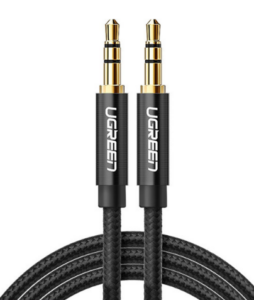 CABLU audio Ugreen, „AV112” stereo 3.5 mm jack (T) la 3.5 mm jack (T), 2m, conectori auriti, braided, negru „50363” (include TV 0.18lei) – 6957303853632