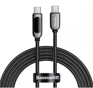 CABLU alimentare si date Baseus Display, Fast Charging Data Cable pt. smartphone, USB Type-C la USB Type-C 100W, braided, 2m, negru „CATSK-C01”
