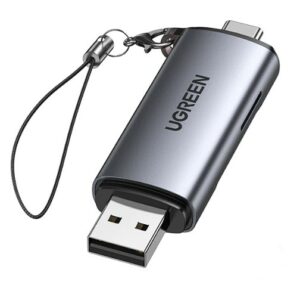 CARD READER extern Ugreen, CM185 interfata USB 3.0 si USB Type-C 3.0, citeste/scrie: SD, microSD viteza pana la 5 Gbps, suporta carduri maxim 2 TB, plastic, black 50706 (include TV 0.03 lei) - 6957303857067