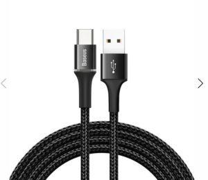 CABLU alimentare si date Baseus Halo, Fast Charging Data Cable pt. smartphone, USB la USB Type-C 2A, brodat, 2m, negru „CATGH-C01”