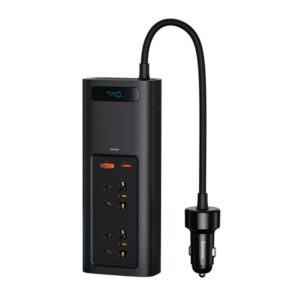 INVERTOR ELECTRIC auto Baseus, IGBT, 2 x AC, 1 x USB Type-C, 1 x USB, 150W 220V, conectare auto 12V, negru „CRNBQ-A01”