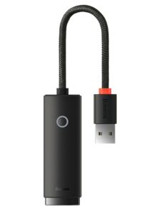 ADAPTOR RETEA Baseus Lite, USB 2.0 to RJ-45 Gigabit LAN Adapter, LED, negru „WKQX000101” (include TV 0.18lei) – 6932172606053