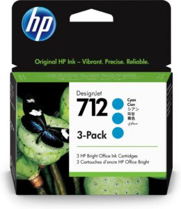Tri-Pack Original HP Cyan, nr.712, pentru DesignJet Studio 24|Studio 36|T230|T250|T630|T650, 29ml, incl.TV 0.11 RON, „3ED77A”