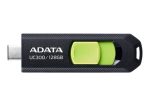 MEMORIE USB Type-C 3.2 ADATA 128 GB, retractabila, carcasa plastic, negru / verde „ACHO-UC300-128G-RBK/GN” (include TV 0.03 lei)