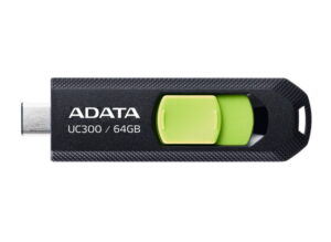 MEMORIE USB Type-C 3.2 ADATA 64 GB, retractabila, carcasa plastic, negru / verde „ACHO-UC300-64G-RBK/GN” (include TV 0.03 lei)