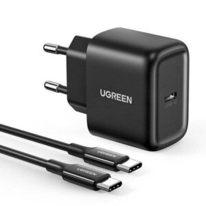 INCARCATOR retea Ugreen, „CD250” Quick Charge 25W, 1 x USB Type-C 5V/3A, include cablu USB Type-C la USB Type-C 2m, negru „50581”