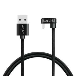CABLU alimentare si date LOGILINK, pt. smartphone, USB 2.0, USB Type-C (T) la USB-A (T) la 180 grade, 2m, 2 x ecranat, aluminiu, negru, CU0193 (include TV 0.06 lei)