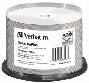 CD-R DL+ WHITE WIDE THERMAL PRINTABLE SURFACE NO-ID, 52X, 700MB, Spindle 50 buc, „43756”
