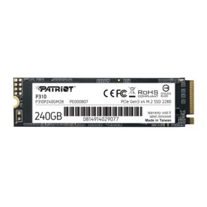 SSD PATRIOT, P310, 240 GB, M.2, PCIe Gen3.0 x4, R/W: 1700/1000 MB/s, „P310P240GM28”
