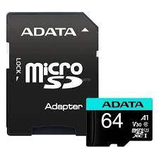 CARD MicroSD ADATA PremierPro, 64 GB, MicroSDHC, clasa 10, standard UHS-I U1, „AUSDX64GUI3V30SA2-RA1” (include TV 0.03 lei)