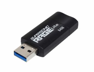 MEMORIE USB 3.2 PATRIOT Supersonic Rage Lite, 64 GB, protectie slide, negru, „PEF64GRLB32U” (include TV 0.03 lei)
