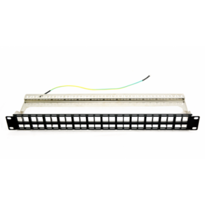 Patch panel 48 porturi, 1U, neechipat, ecranat, suport de cabluri integrat, black – EMTEX „EMT-PP48-BLANK”