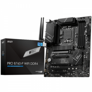 MSI PRO B760-P WIFI DDR4, ATX, Socket 1700, Dual Channel DDR4 5333(OC)MHz, 2x PCIe x16 slots, 2x M.2 slots, 1x HDMI, 1x DP, 1x USB 3.2 Gen 2×2 Type-C, 3x USB 3.2 Gen 2, 4x USB 2.0, 7.1 HD Audio, 2.5Gbps LAN, WI-FI 6E, BT, 3Y „PRO_B760-P_WIFI_DDR4”