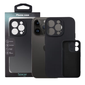 HUSA SMARTPHONE Spacer pentru Iphone 14 Pro, grosime 2mm, material flexibil silicon + interior cu microfibra, negru SPPC-AP-IP14P-SLK