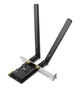 ADAPTOR RETEA TP-LINK AX1800, extern wireless 2.4 GHz | 5 GHz, PCI-E port, 1800 Mbps, WI-FI 6 si Bluetooth 5.2, antena externa x 2, „Archer TX20E” (include TV 0.18lei)