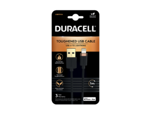 Cablu Duracell USB-A to Lightning C89 1mBlack USB7012A