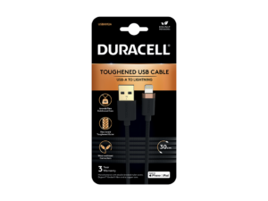 Cablu Duracell USB-A to Lightning C89 0.3mBlack USB8012A