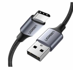 CABLU alimentare si date Ugreen, „US288”, Fast Charging Data Cable pt. smartphone, USB la USB Type-C, 5V/3A, nickel plating, braided, 0.5m, alb, „60130” (include TV 0.06 lei) – 6957303861309