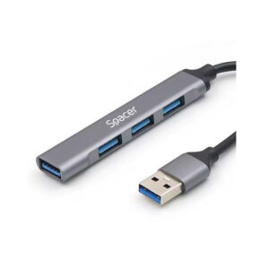 HUB extern SPACER, porturi USB:USB 3.0 X 1, USB 2.0 x 3, conectare prin USB 3.0, cablu 1m, aluminiu, (include TV 0.8lei), „SPHB-USB-4U-01”