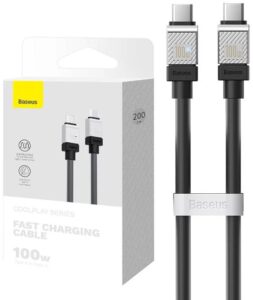 CABLU alimentare si date Baseus, Fast Charging Data Cable pt. smartphone, USB Type-C (T) la USB Type-C (T), E-marker, 100W, 2m, negru, CAKW000301