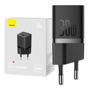 INCARCATOR retea Baseus, GaN5 Fast Charger 30W, 1 x USB Type-C 5V/3A, negru „CCGN070401” (timbru verde 0.18 lei) – 6932172624439