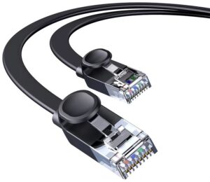 PATCH CORD UTP Baseus Cat6, fire din cupru, flat cable, viteza maxima 1 Gbps, PVC, 15m, negru „WKJS000301” (timbru verde 0.18 lei) – 6932172611330