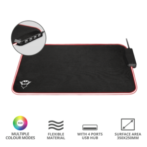 MOUSE Trust – gaming GXT 765 Glide-Flex RGB Mouse Pad with USB Hub „23646” (timbru verde 0.18 lei)