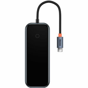 HUB extern Baseus AcmeJoy, porturi USB: USB 3.0 x 3 + USB Type-C PD x 1, conectare prin USB Type-C, lungime cablu 10 cm, gri, „WKJZ010013” (timbru verde 0.8 lei) – 6932172613891