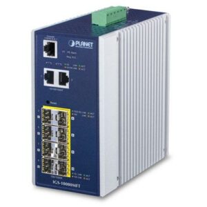 SWITCH Planet IP30 Industrial 8* 100/1000F SFP + 2*10/100/1000T Full Managed Ethernet Switch (-40 to 75 deg „IGS-10080MFT” (timbru verde 2 lei)