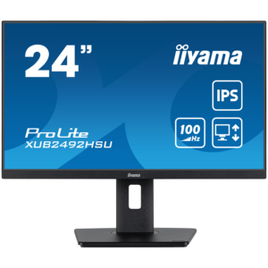 MONITOARE Iiyama LED XUB2492HSU-B6 24″ IPS 1920 x 1080 @100Hz 250 cd/m2 1300:1 0.4ms HDMI DP USBx4 height, swivel, tilt, pivot (rotation both sides) „XUB2492HSU-B6” (timbru verde 7 lei)