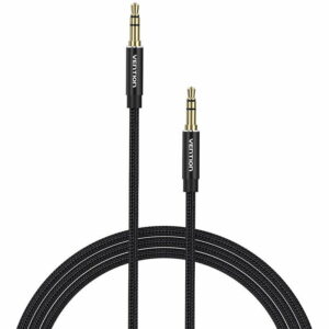 Cablu audio Vention, Jack 3.5mm (T) la Jack 3.5mm (T) conectori auriti, braided BBC si TPE, negru, „BAWBD” (timbru verde 0.03 lei) – 6922794765894