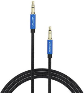 Cablu audio Vention, Jack 3.5mm (T) la Jack 3.5mm (T) conectori auriti, braided BBC, albastru, „BAWLG” (timbru verde 0.18 lei) – 6922794765979