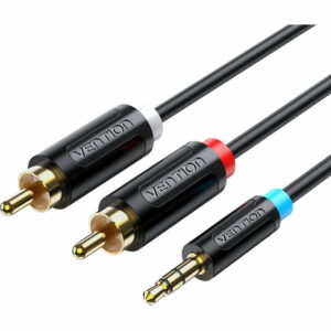 Cablu audio Vention, Jack 3.5mm (T) la 2 x RCA (T) conectori auriti, PVC, negru, „BCLBI” (timbru verde 0.18 lei) – 6922794751330