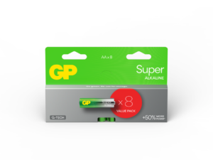 Baterie GP Batteries, Super Alcalina AA (LR6) 1.5V alcalina, blister 8 buc. „GP15AETA21-2GVPSBV8” „GPPCA15AS610” (timbru verde 0.64 lei)