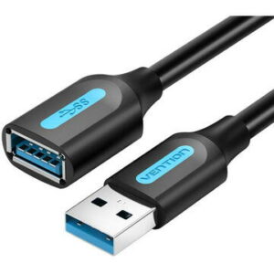 Cablu USB prelungitor Vention, USB 3.2 gen 1 (T) la USB 3.0 gen 1 (M), 1.5m rata transfer 5 Gbps, invelis PVC, negru, „CBHBG” (timbru verde 0.18 lei) – 6922794748873