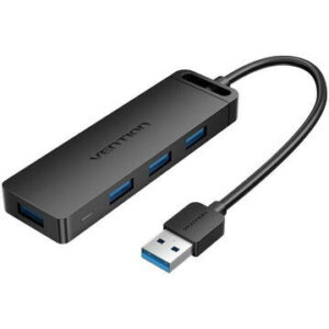 HUB USB Vention, porturi: 4 x USB 3.2 gen 1, micro USB (M), conectare prin USB 3.2 gen 1, rata transfer 5 Gbps, ABS, negru, „CHLBB” (timbru verde 0.18 lei) – 6922794746626