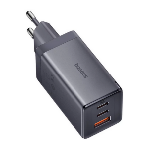 INCARCATOR retea Baseus GaN5 Pro, Quick Charge 65W, 1 x USB, 2 x USB Type-C, include cablu USB Type-C la USB Type-C 100W 1m, gri „P10110812827-Z1” (timbru verde 0.18 lei) – 6932172630225