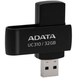 MEMORIE USB 3.2 ADATA 32 GB, protectie slide laterala, carcasa plastic, negru, „UC310-32G-RBK” (timbru verde 0.03 lei)