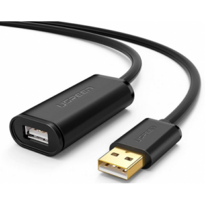 CABLU USB Ugreen prelungitor, „US121” USB 2.0 (T) la USB 2.0 (M), conectori auriti, chip pentru amplificare semnal integrat, 5m, negru, „10319” (timbru verde 0.18 lei) – 6957303813193
