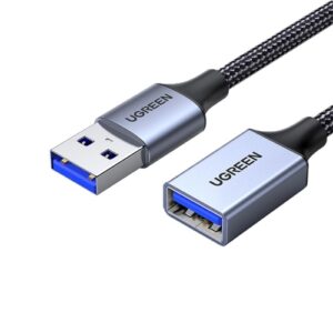 CABLU USB Ugreen prelungitor, „US115” USB 3.0 (T) la USB 3.0 (M), 1m, braided, negru, „10495” (timbru verde 0.08 lei) – 6957303814954