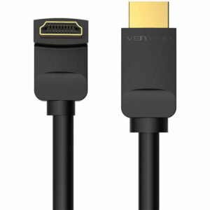 Cablu video Vention, HDMI(T) la HDMI(T), 1.5m, rezolutie maxima 4K la 60Hz, conectori auriti, cupru, unghi 90xxxx, negru, „AAQBG” (timbru verde 0.18lei) – 6922794745353