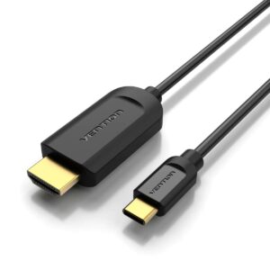 Cablu video Vention, USB Type-C(T) la HDMI(T), 1.5m, rezolutie maxima 4K la 30Hz, conectori auriti, cupru, invelis PVC, negru, „CGUBG” (timbru verde 0.18lei) – 6922794742062