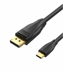Cablu video Vention, USB Type-C(T) la DisplayPort(T), 1m, rezolutie maxima 8K la 60Hz/4K la 120Hz, conectori auriti, cupru, invelis PVC, negru, „CGYBF” (timbru verde 0.18lei) – 6922794756021