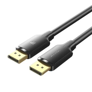 Cablu video Vention, DisplayPort(T) la DisplayPort(T), 1m, rezolutie maxima 4K la 60Hz, conectori auriti, cupru/argint, invelis PVC, negru, „HAKBF” (timbru verde 0.18lei) – 6922794775763