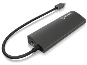 HUB extern Icy Box, porturi USB: USB 3.0 x 4, conectare prin USB Type-C, aluminiu, negru, „IB-AC6405-C” (timbru verde 0.8 lei)